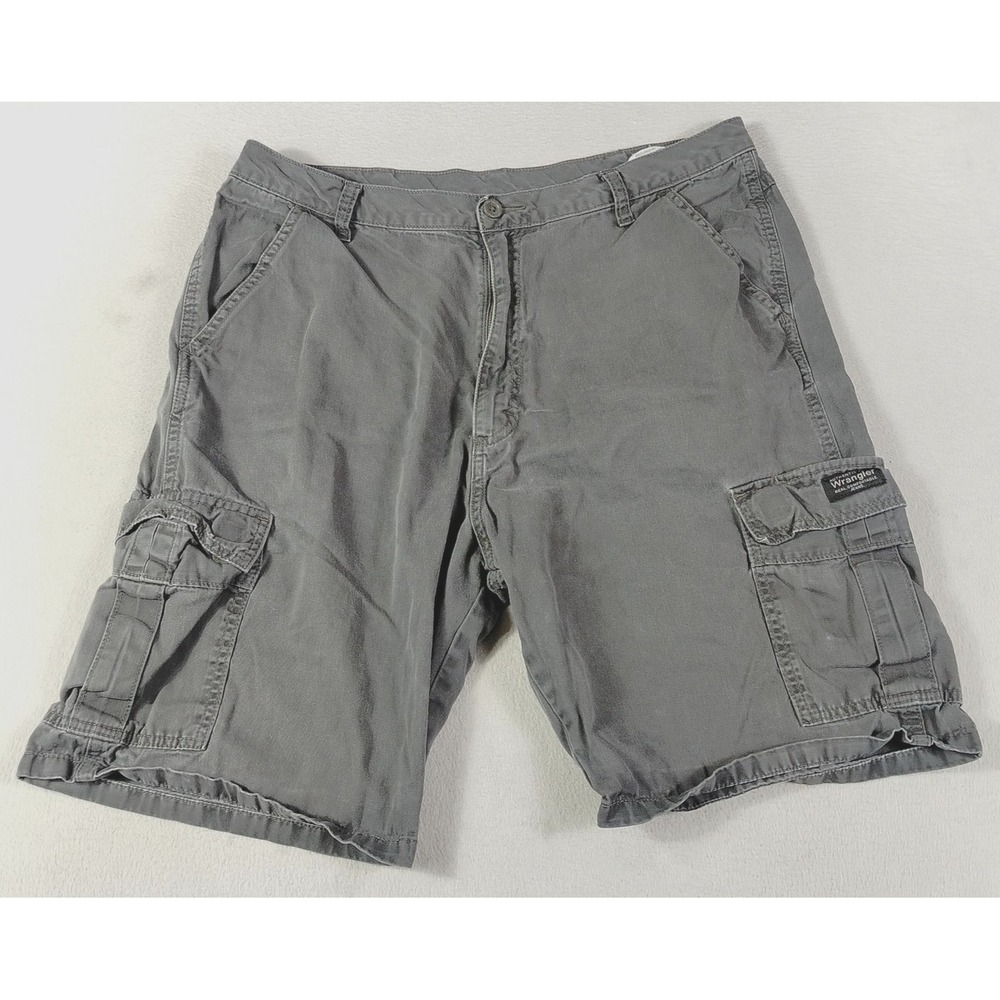 Wrangler Cargo Shorts Mens 36 Gray Canvas Relaxed Fit Utility Pockets Gorpcore